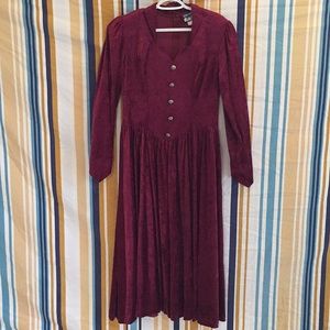 True Vintage Maroon Velvet Long Sleeve Dress